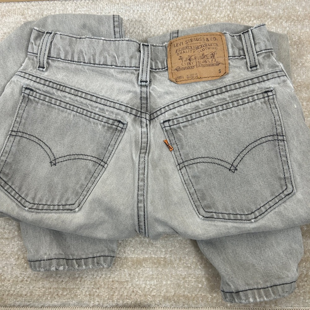 Levi's 951 Jeans Vintage 90s Grunge Orange Tab Faded Grey Tapered Leg 8 Short